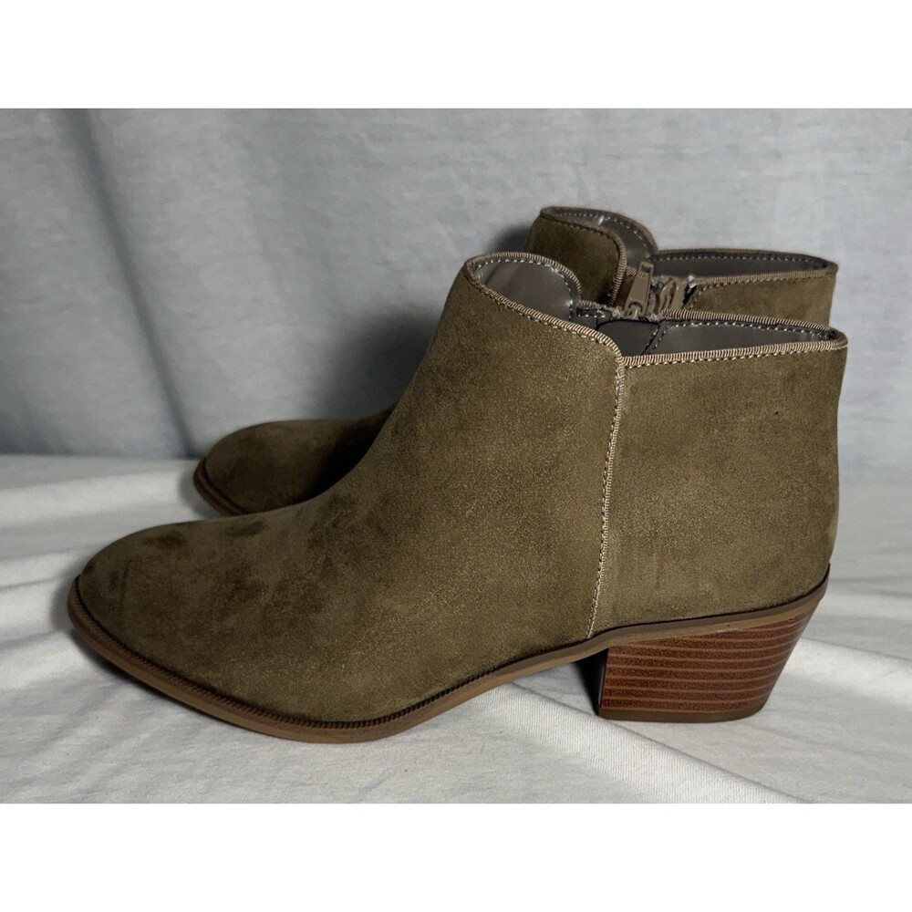 NEW Womens Aola Ankle Boots Size 8.5 Taupe Size Zip Faux Suede Shoes